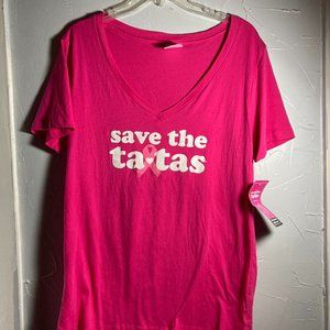 Tatas XL ""Save The Tatas" Hot Pink T-Shirt NWT